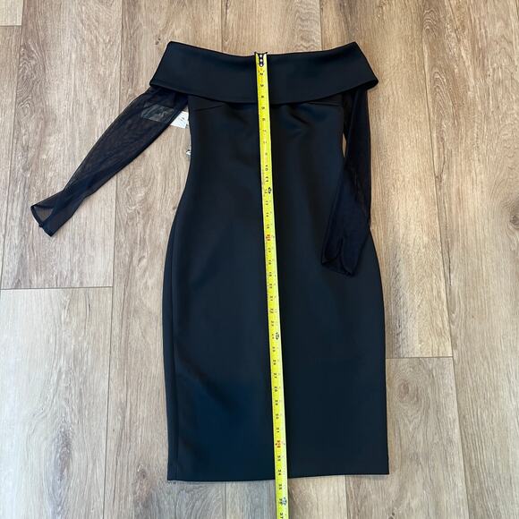 SIENA Women's Illusion-Sleeve Off-The-Shoulder Dress Size 2 In Black - Picture 5 of 10